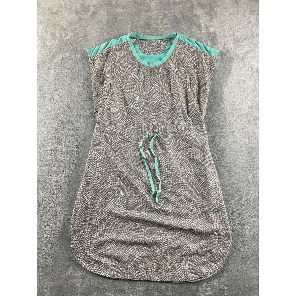 Title Nine Womens Gray Teal Pebble Print Drawstring Waist Athletic Dress Small